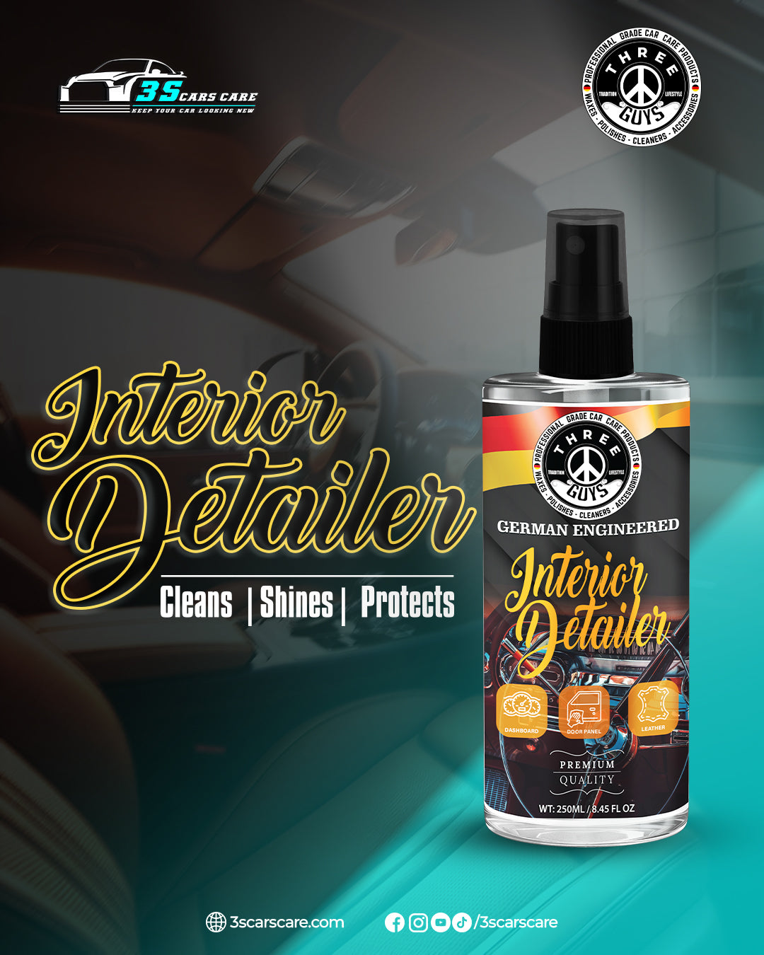 Interior Detailer – Clean. Refresh. Protect. – 250ml | THREE GUYS - German Engineered