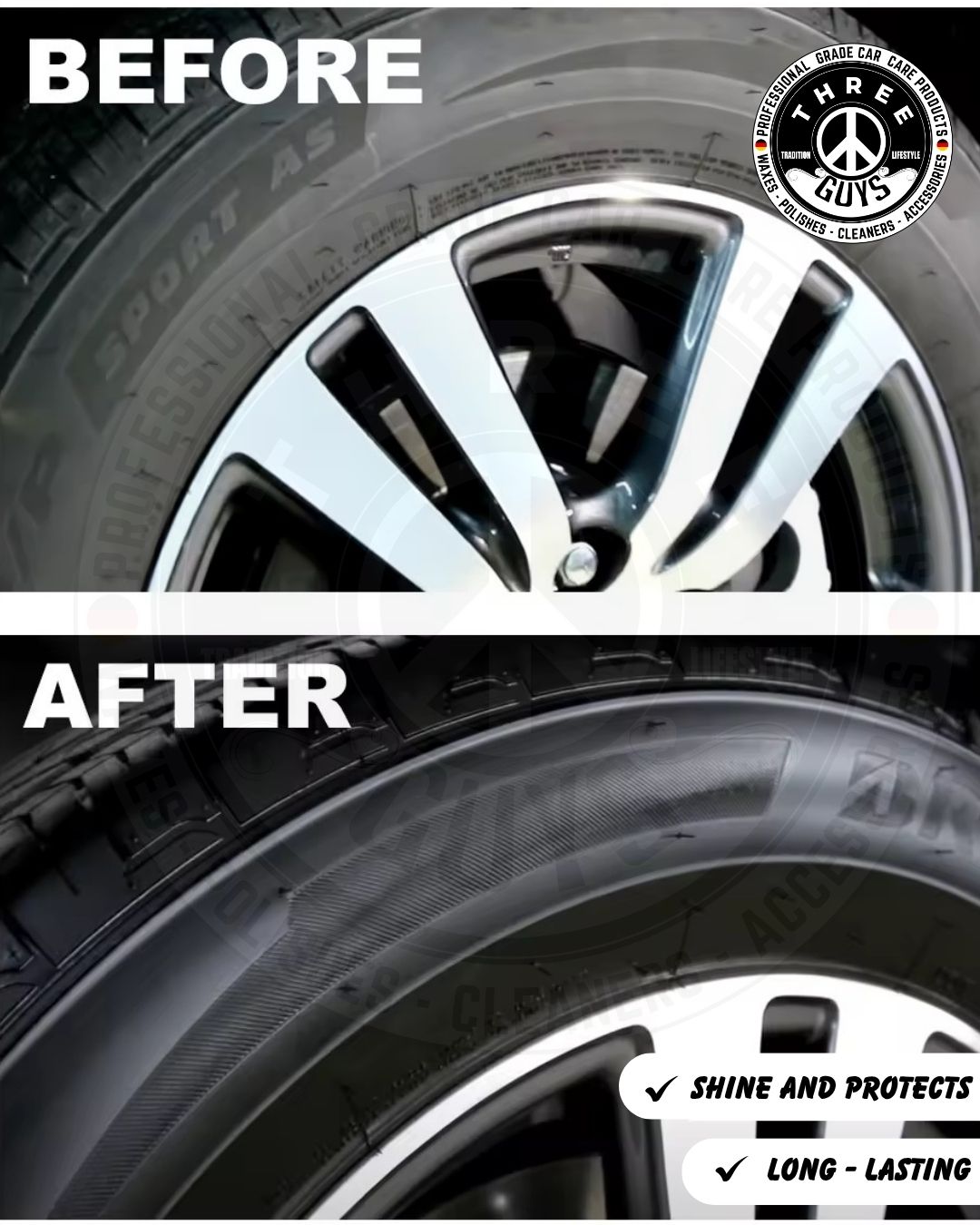 Tire Shine Plus – Streak-Free Shine – 250ml | THREE GUYS - German Engineered
