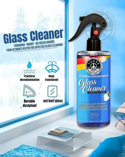 Glass Cleaner Spray – Streak-Free Shine for Car & Home – 250ml | THREE GUYS - German Engineered