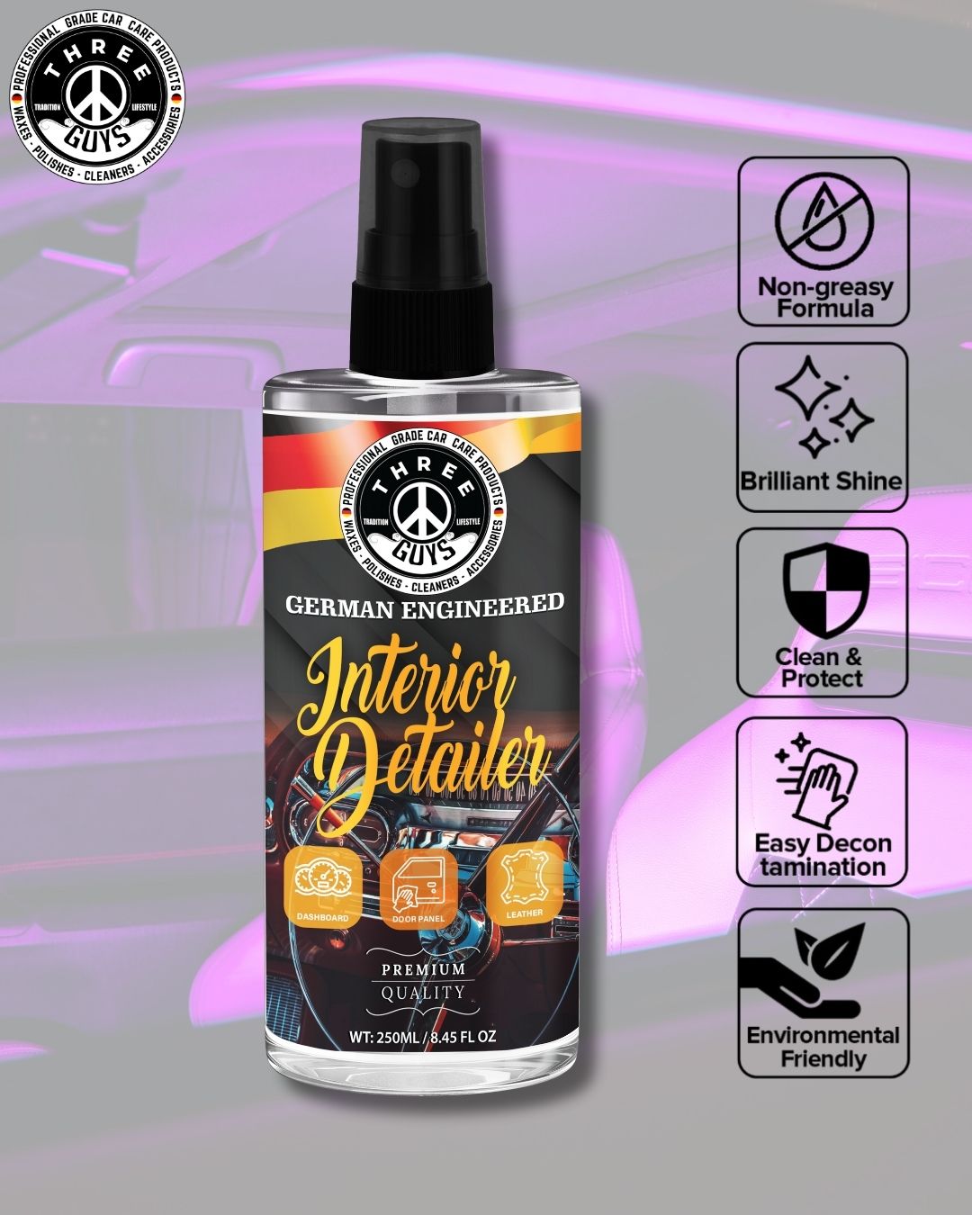 Interior Detailer – Clean. Refresh. Protect. – 250ml | THREE GUYS - German Engineered