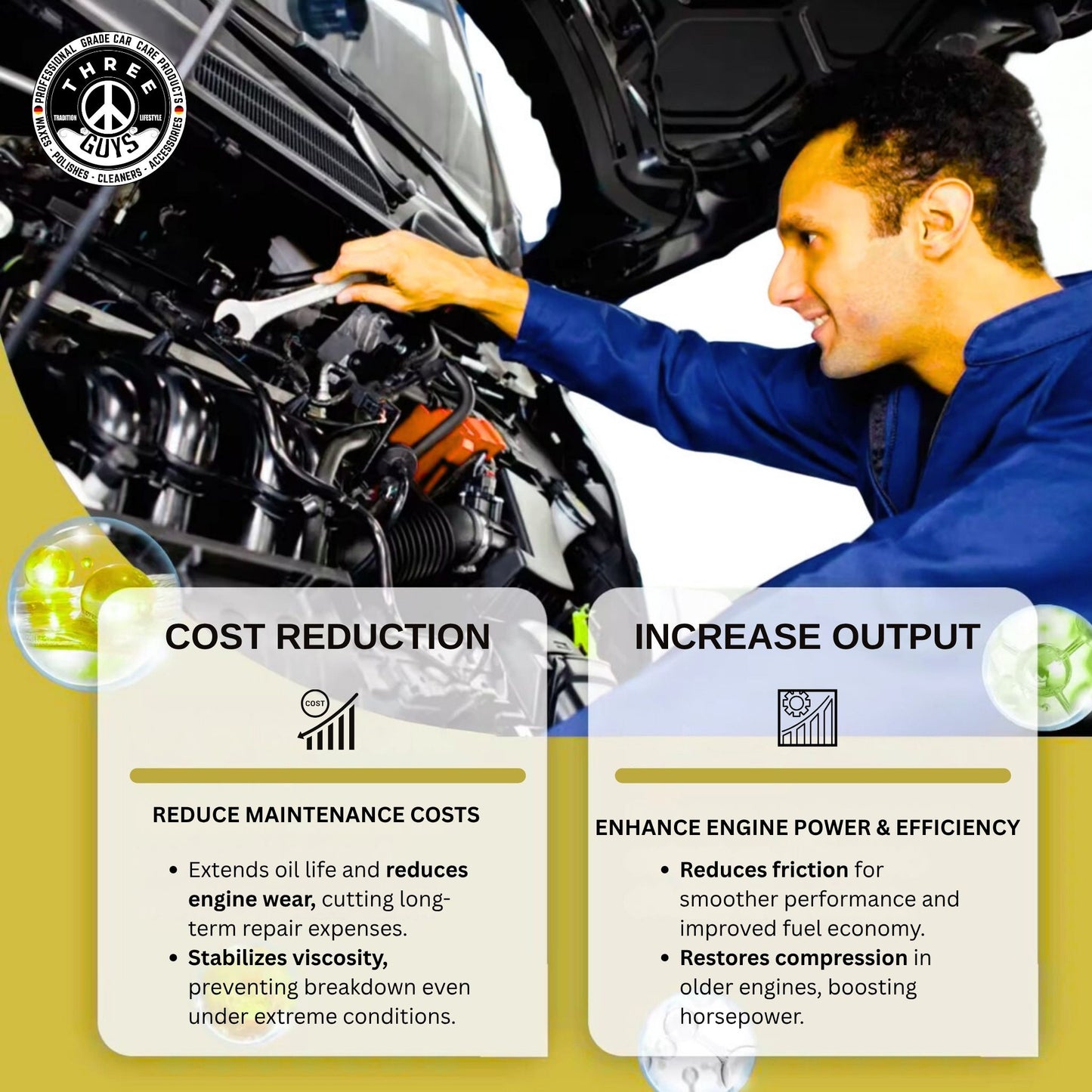 Oil Treatment - Engine Maintenance - 443ml | THREE GUYS - German Engineered