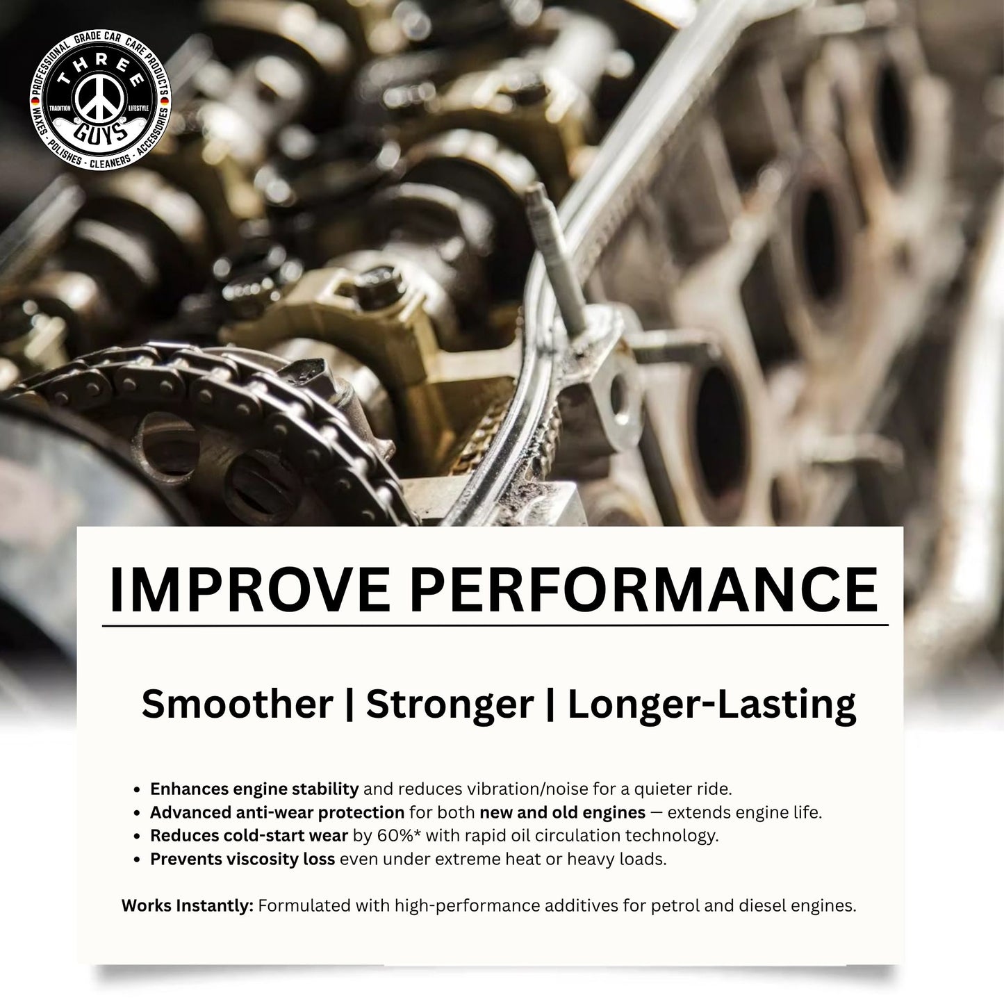 Oil Treatment - Engine Maintenance - 443ml | THREE GUYS - German Engineered