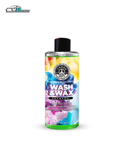 Wash & Wax Shampoo – Car Shampoo with Carnauba Wax | Wash & Shine in One Step | High Foam Formula | THREE GUYS - German Engineered
