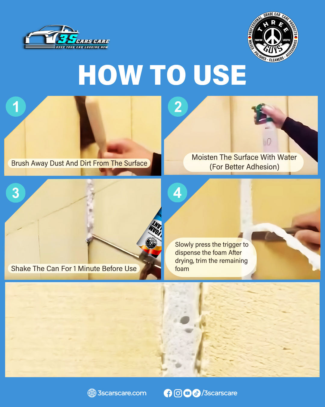 PU Foam Sealant 800ml – Insulate, Seal & Protect | THREE GUYS - German Engineered