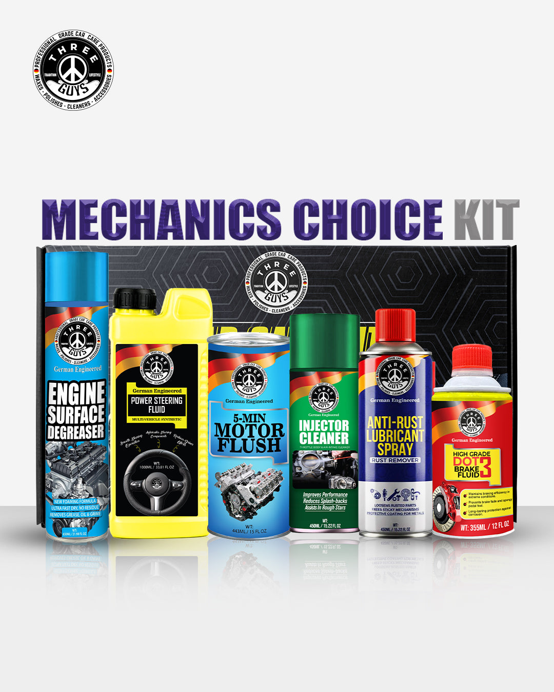 Mechanics Choice Kit – Professional Car Care Made Easy – THREE GUYS