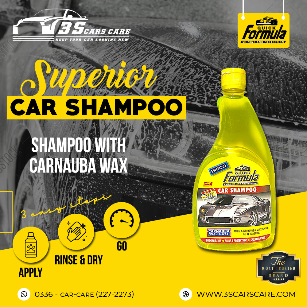 FORMULA Car Shampoo Carnauba Wash & Wax 500ml – High Foam | pH Balanced | Deep Gloss & Protection