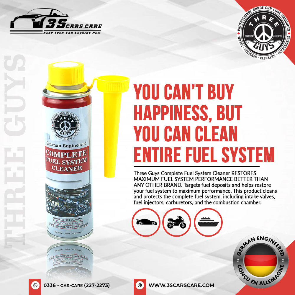 Complete Fuel System Cleaner – THREE GUYS – German Engineered | Petrol Additive for Cars & Bikes | Boosts Mileage & Restores Power – 320ml