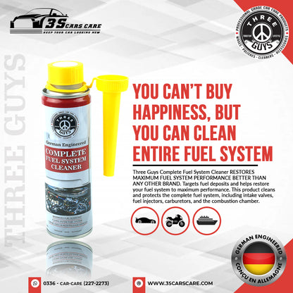 Complete Fuel System Cleaner – THREE GUYS – German Engineered | Petrol Additive for Cars & Bikes | Boosts Mileage & Restores Power – 320ml