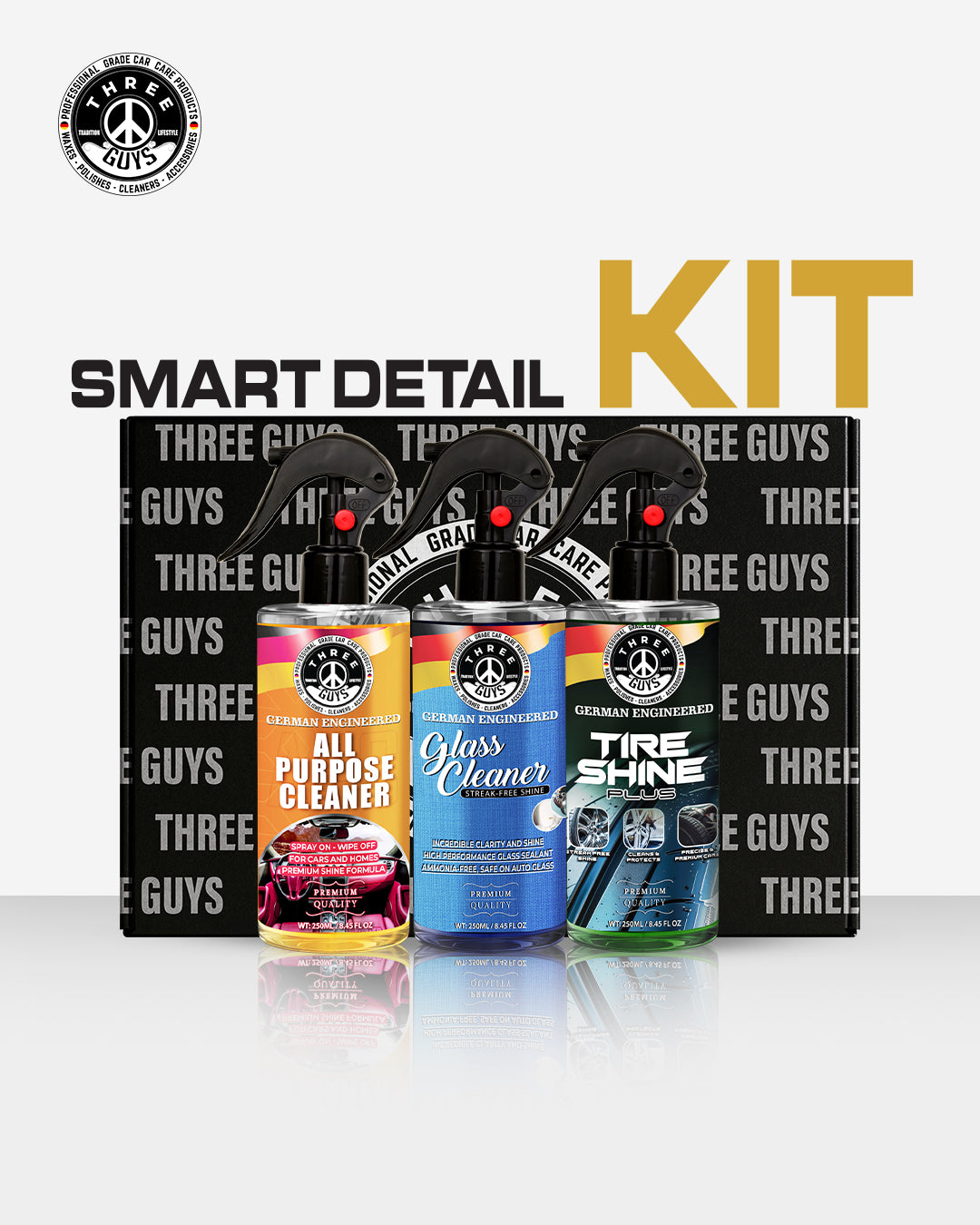 THREE GUYS Smart Detail Kit – Everyday Car Cleaning Kit, 3-Piece