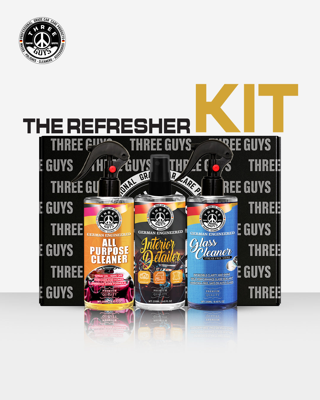 THREE GUYS The Refresher Kit – Interior Car Cleaning Kit, 3-Piece