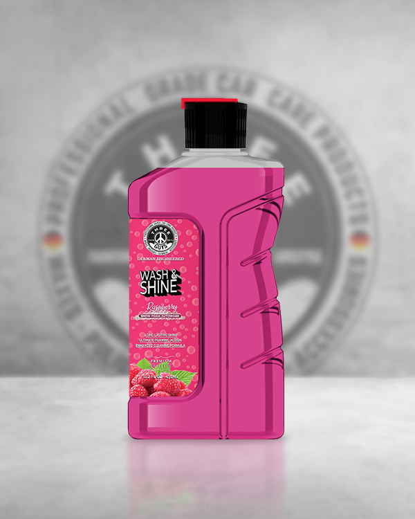 Wash & Shine Shampoo Raspberry – High Foam Car Shampoo | Snow Foam Car Wash Soap | Deep Cleaning & Long-Lasting Gloss | THREE GUYS - German Engineered