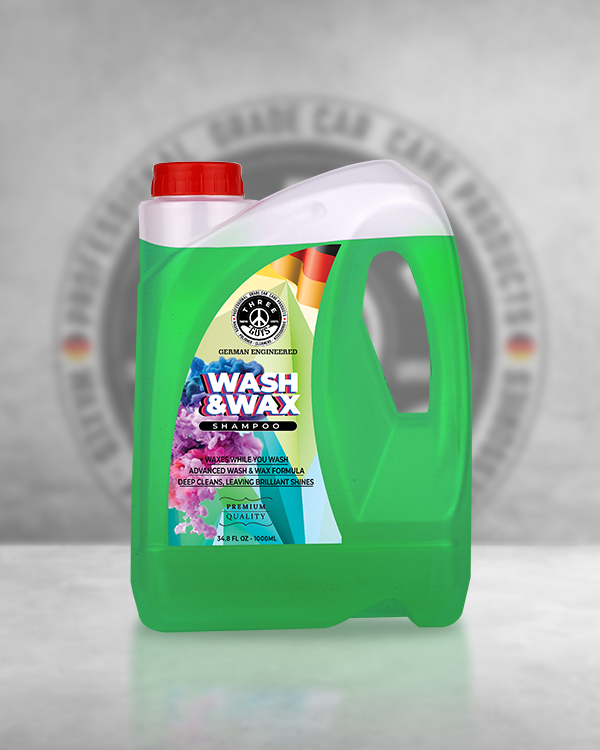 Wash & Wax Shampoo – Car Shampoo with Carnauba Wax | Wash & Shine in One Step | High Foam Formula | THREE GUYS - German Engineered