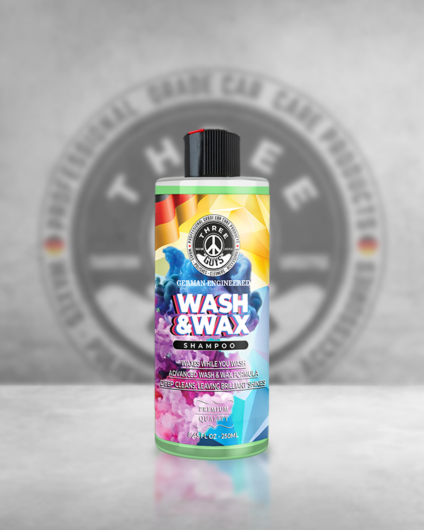 Wash & Wax Shampoo – Car Shampoo with Carnauba Wax | Wash & Shine in One Step | High Foam Formula | THREE GUYS - German Engineered
