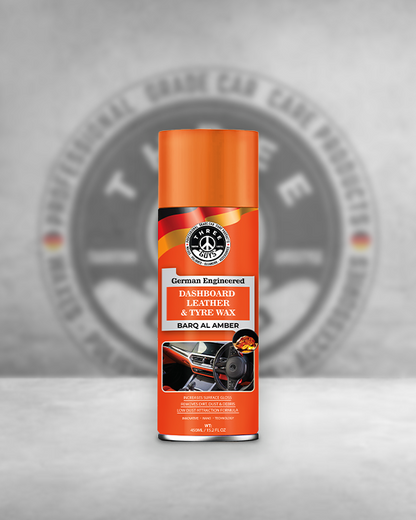Dashboard Leather & Tyre Wax (450ml) – Barq Al Amber Fragrance | UV Protection & Dust Repellent | THREE GUYS German Engineered