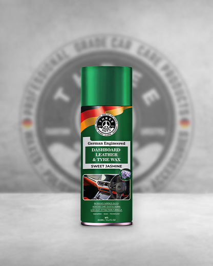 Dashboard Leather & Tyre Wax (450ml) – Sweet Jasmine Fragrance | UV Protection & Dust Repellent | THREE GUYS German Engineered